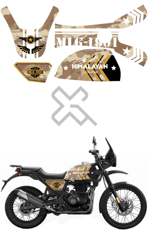 Military Desert Edition Full Body Sticker Compatible with Himalayan 411 | Made In Premium Matte Vinyl with FPF (Fade Protection Film), Waterproof, Precut Sticker, Pack Of 1 Compatible with  Both Side